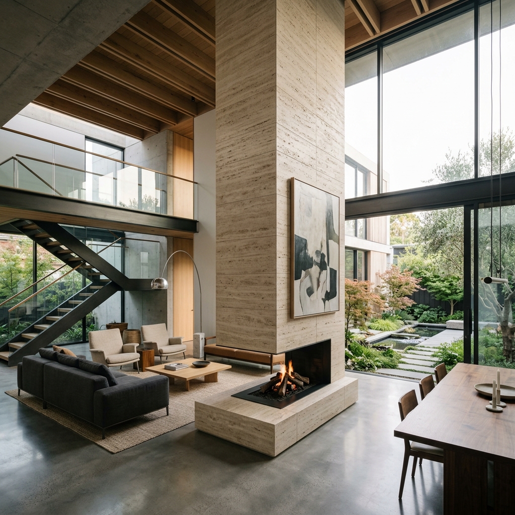 Travertine Fireplace Lounge